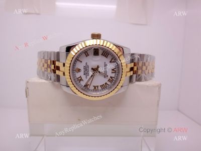 Replica Rolex Datejust 2-Tone White Roman Midsize Watch 31mm
